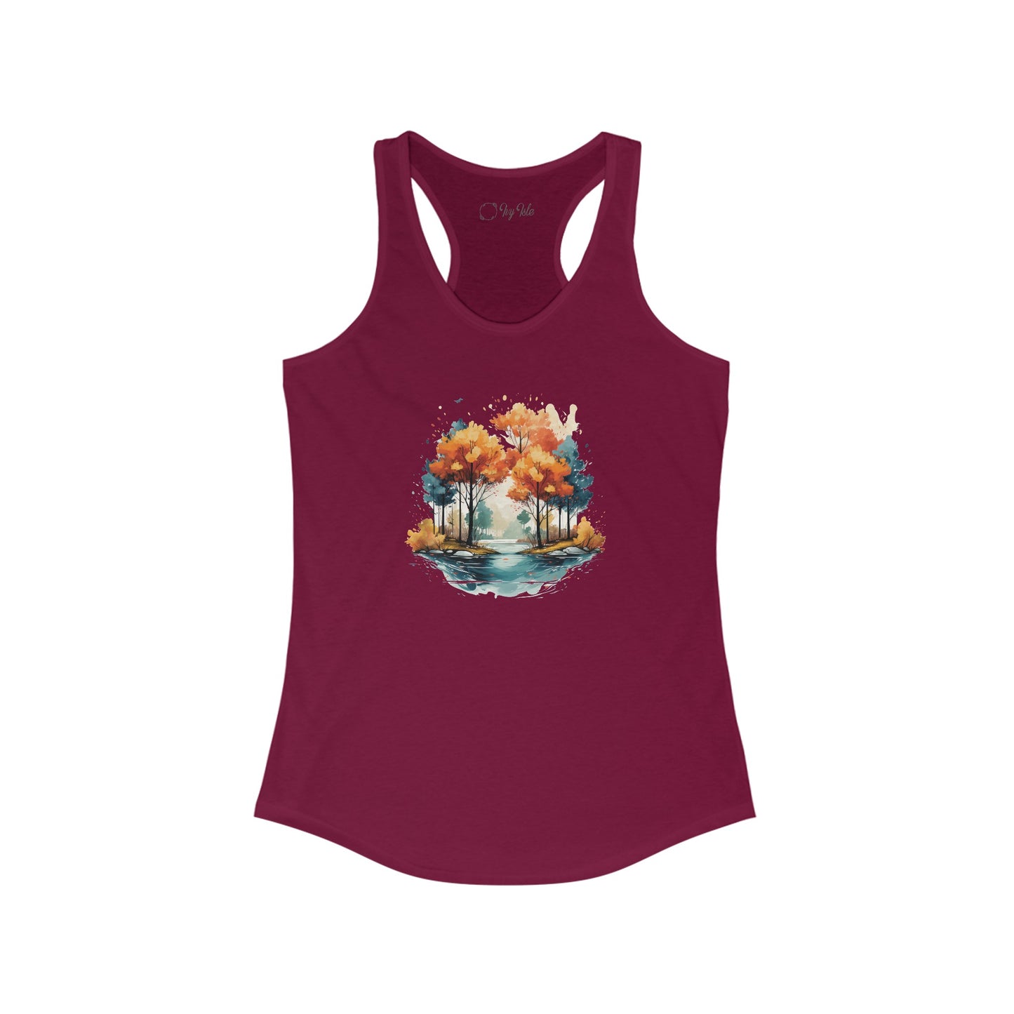 Autumn River Watercolor Racerback Tank