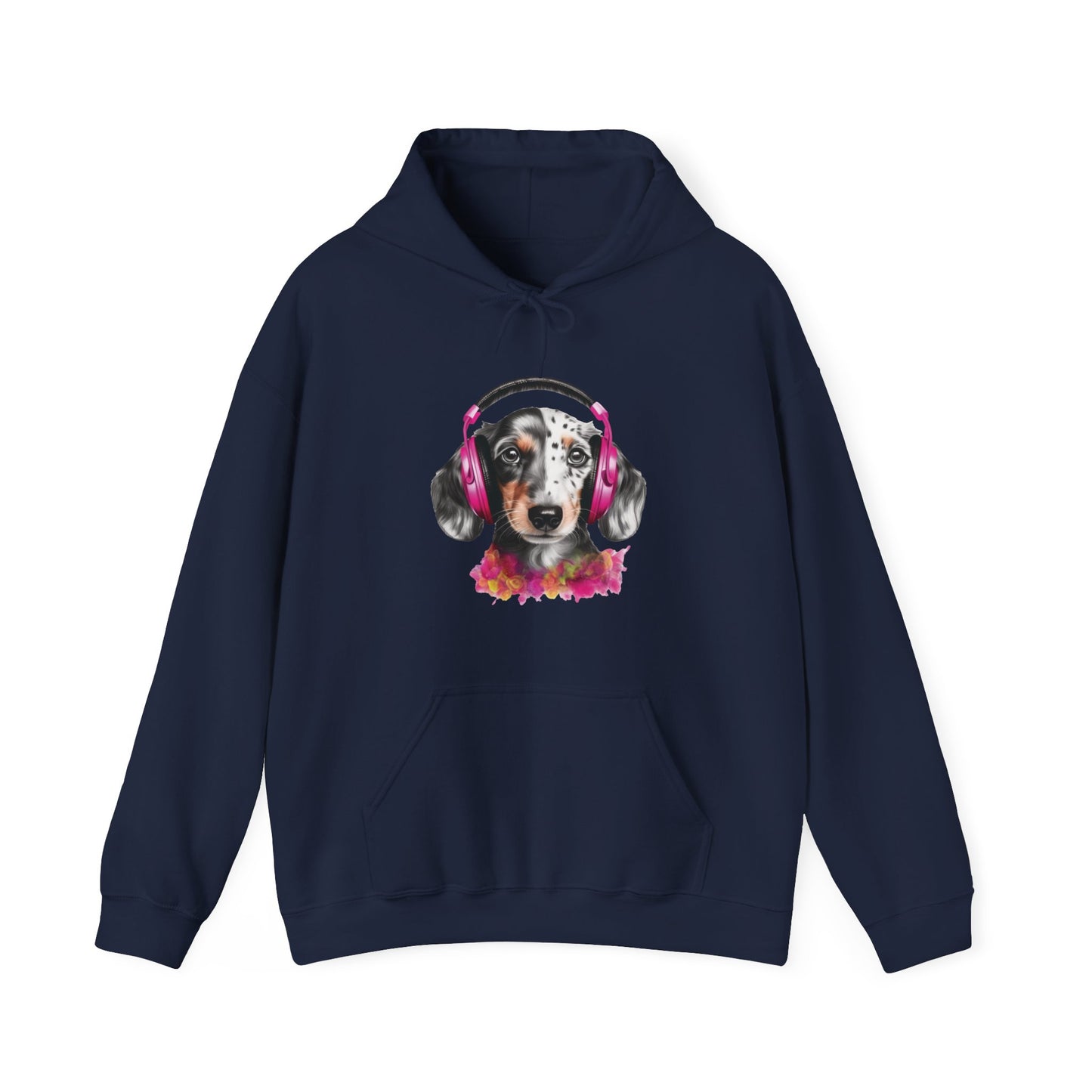 Dog with Headphones Hooded Sweatshirt