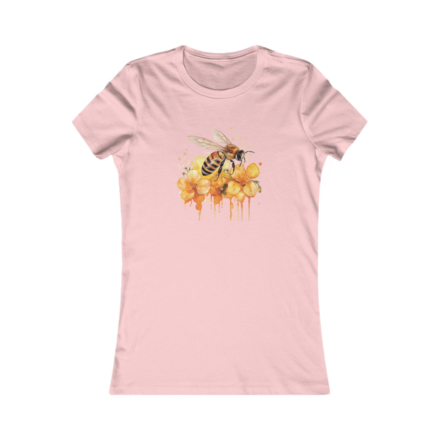 Watercolor Bee and Flowers Fitted Tee
