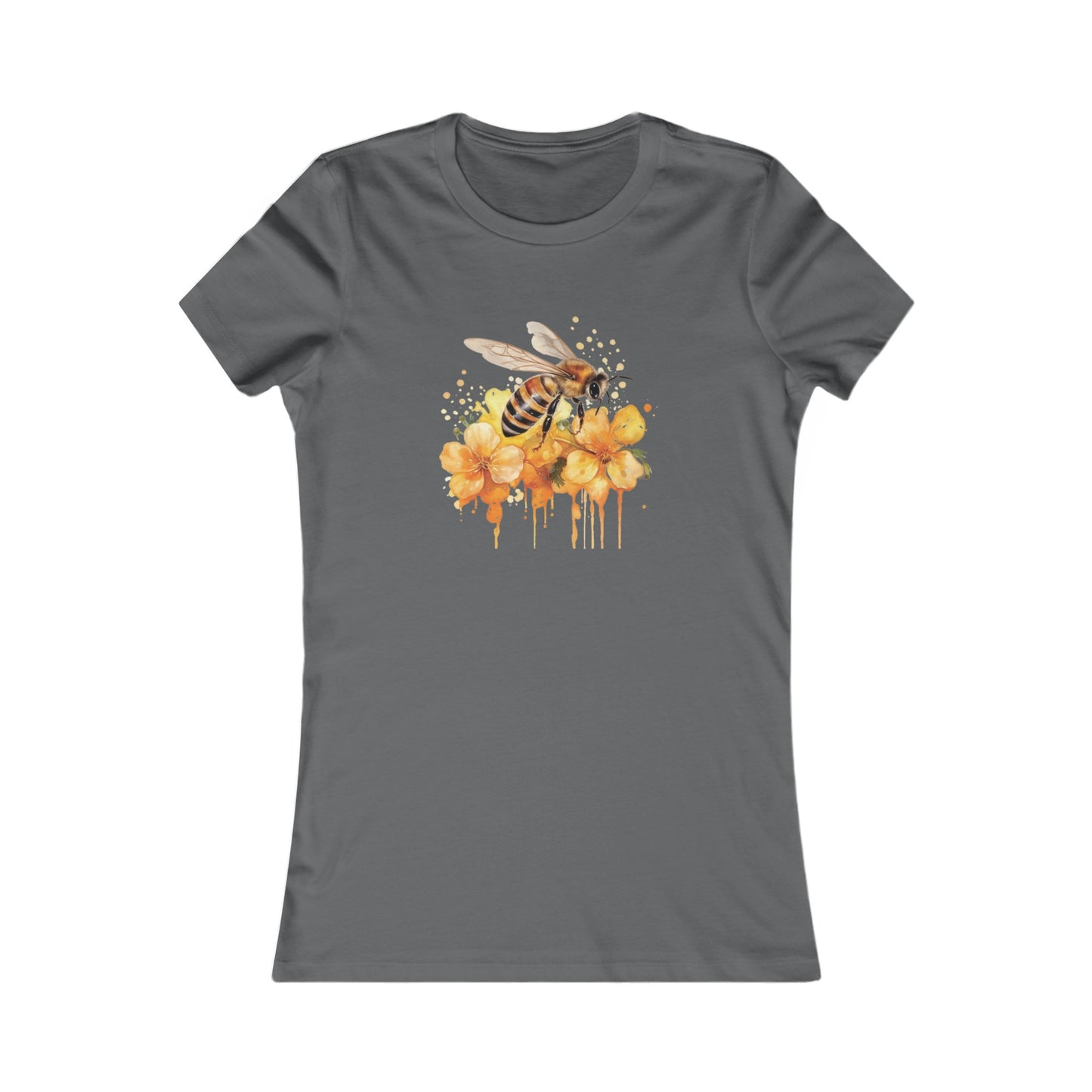 Watercolor Bee and Flowers Fitted Tee