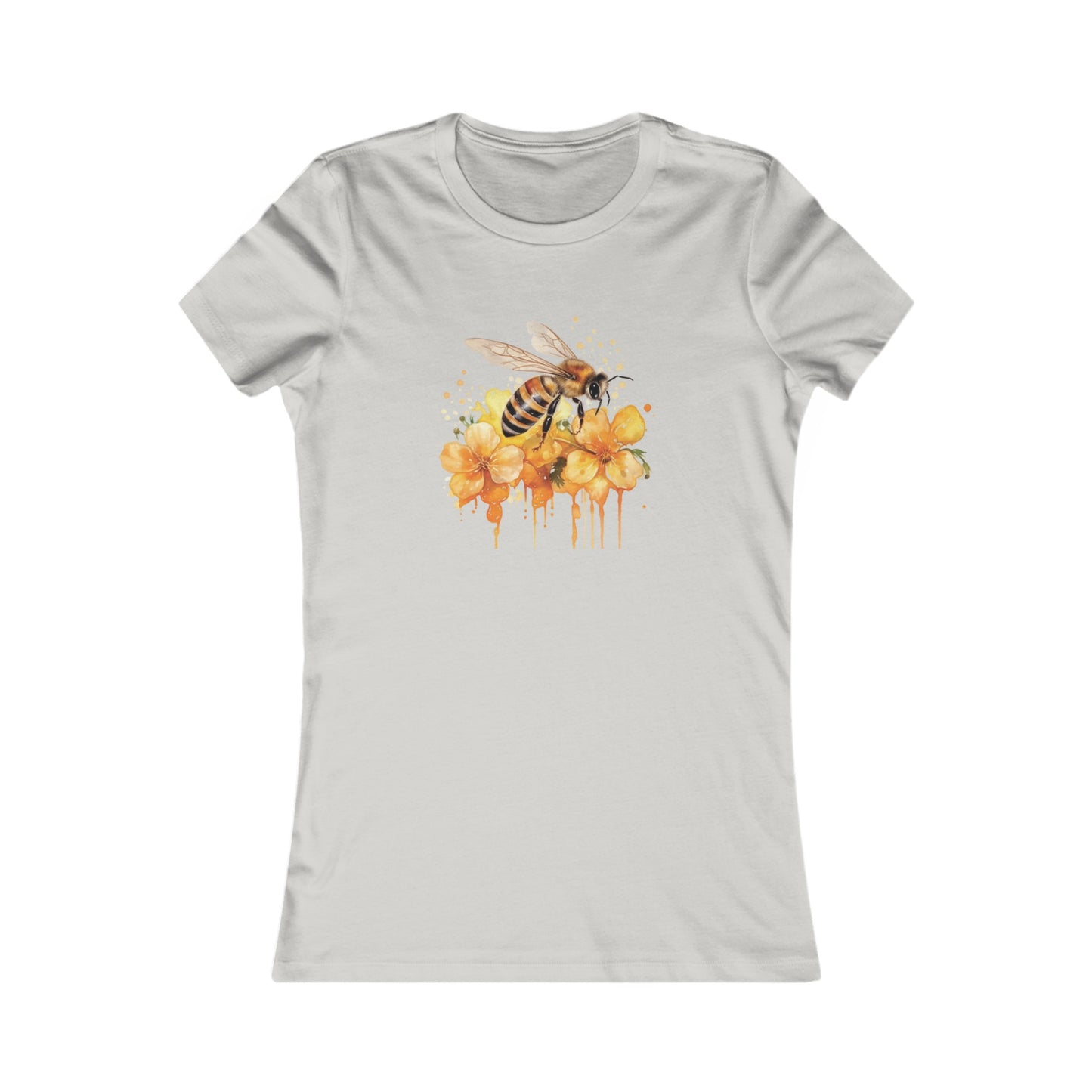 Watercolor Bee and Flowers Fitted Tee