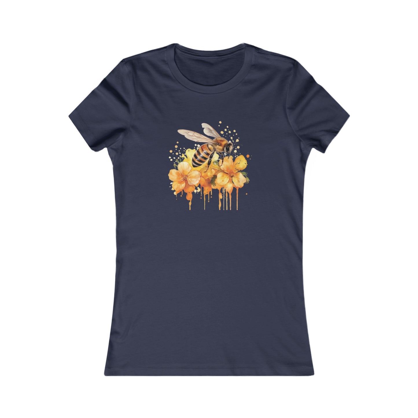 Watercolor Bee and Flowers Fitted Tee