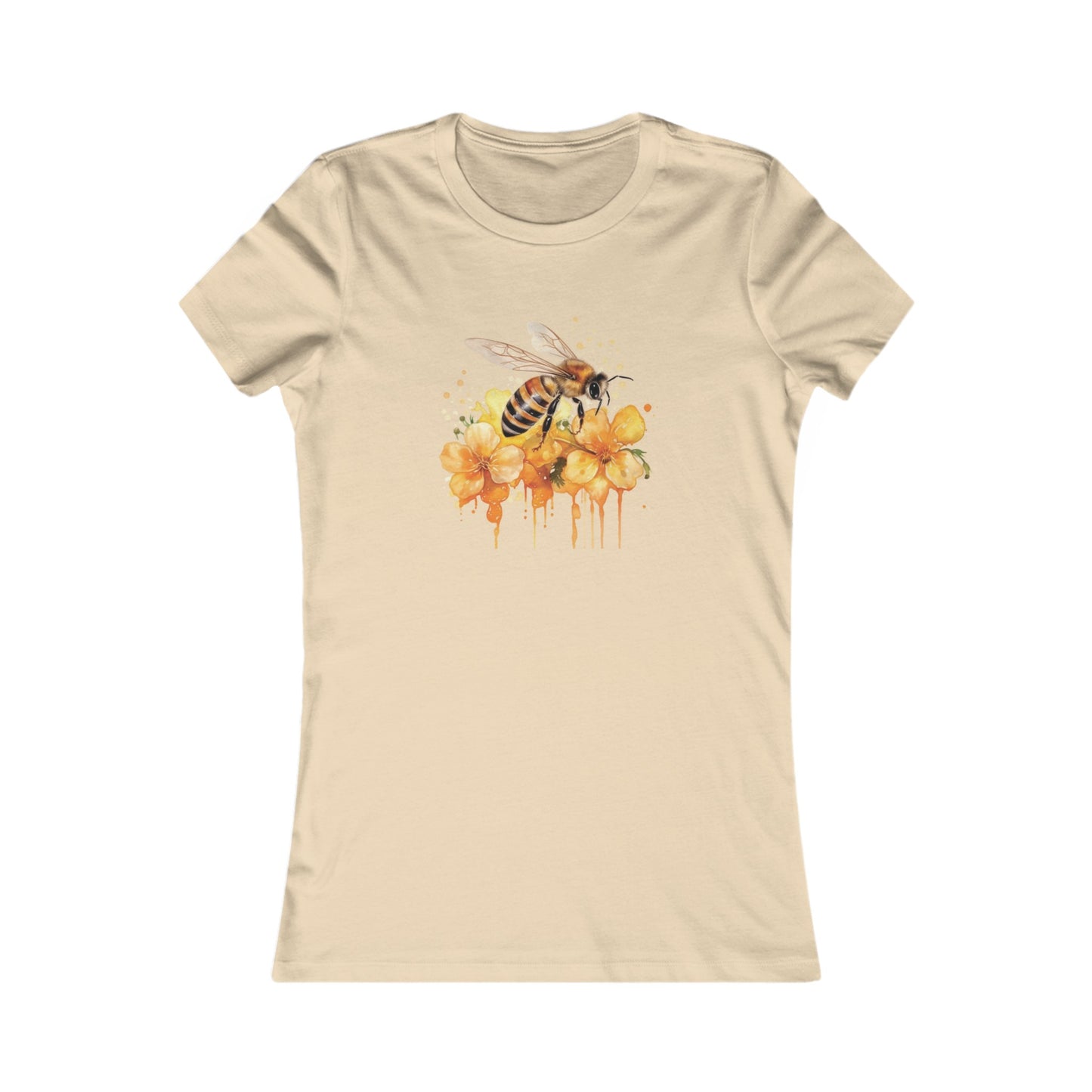 Watercolor Bee and Flowers Fitted Tee