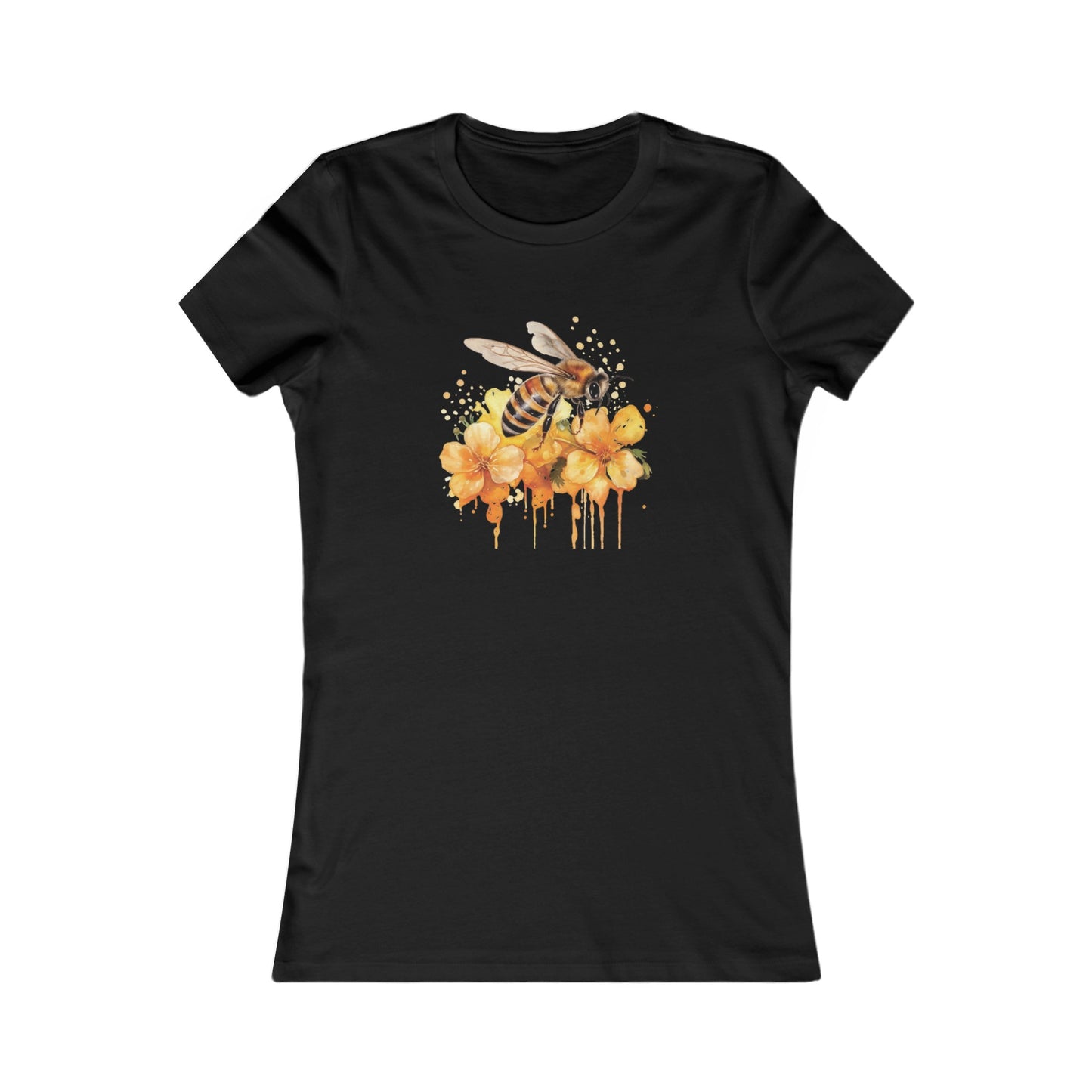 Watercolor Bee and Flowers Fitted Tee