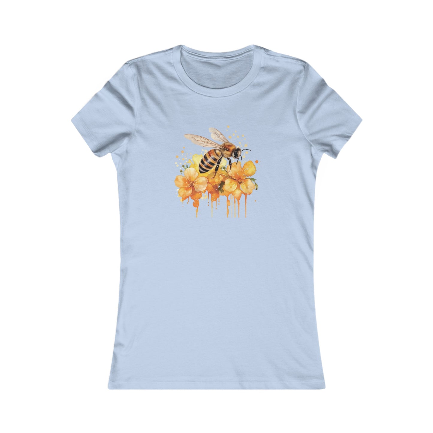 Watercolor Bee and Flowers Fitted Tee