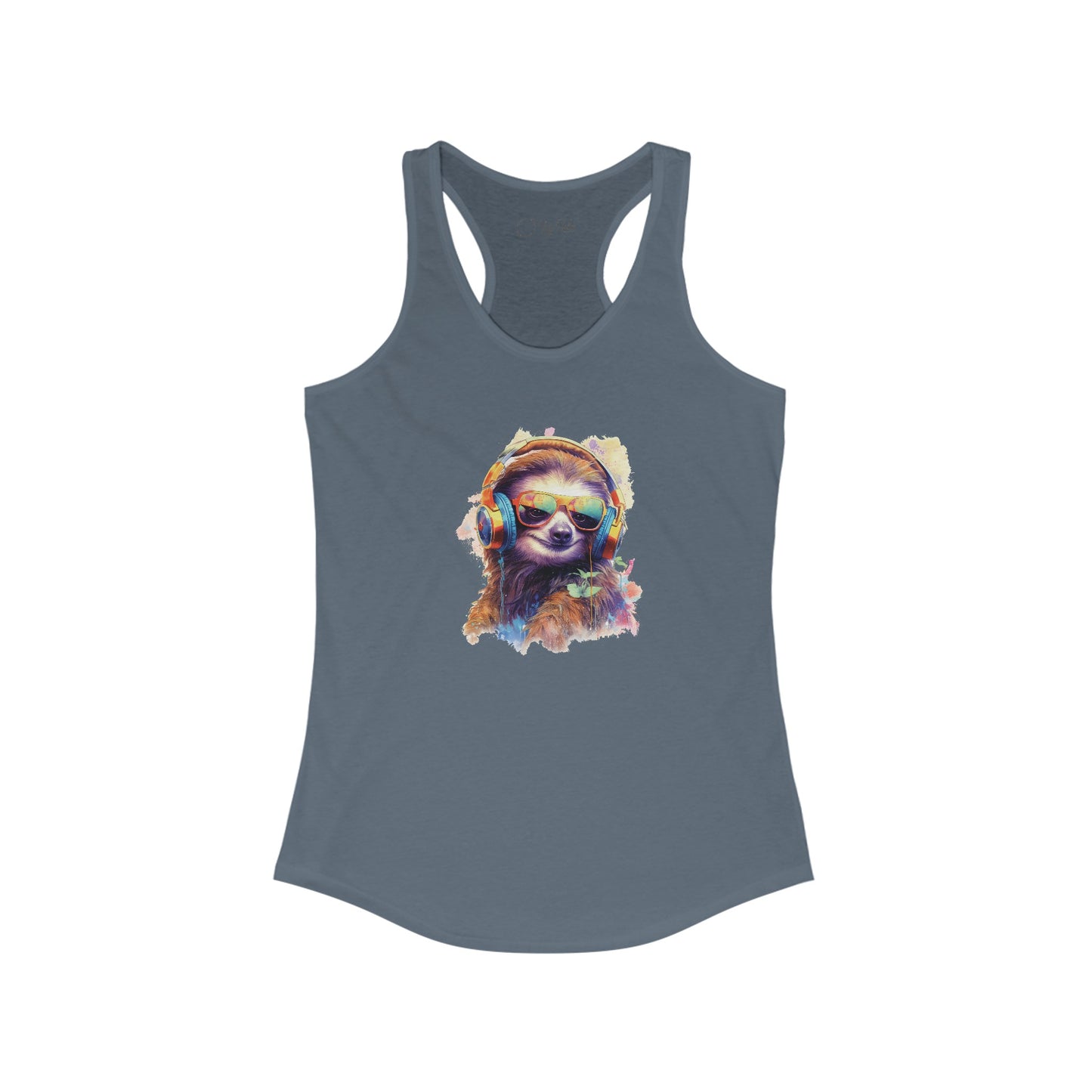 Sloth with Headphones Racerback Tank