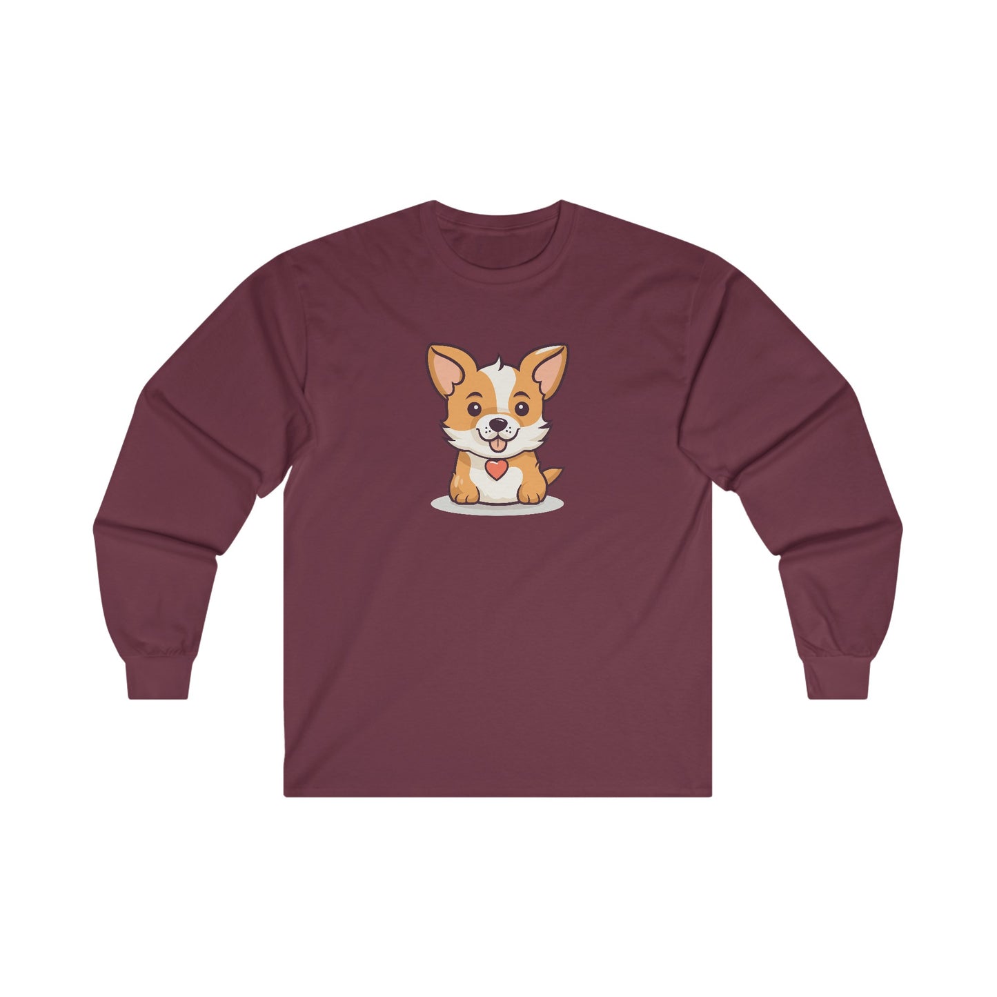 Cute Dog with Heart Long Sleeve Tee
