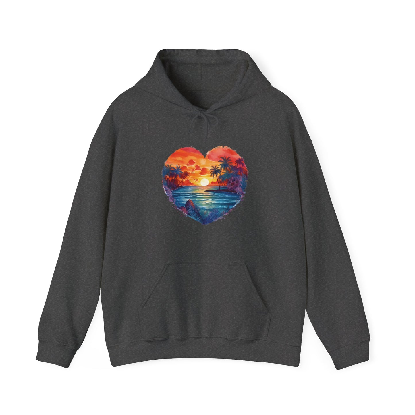Painted Beach Sunset Heart Hooded Sweatshirt