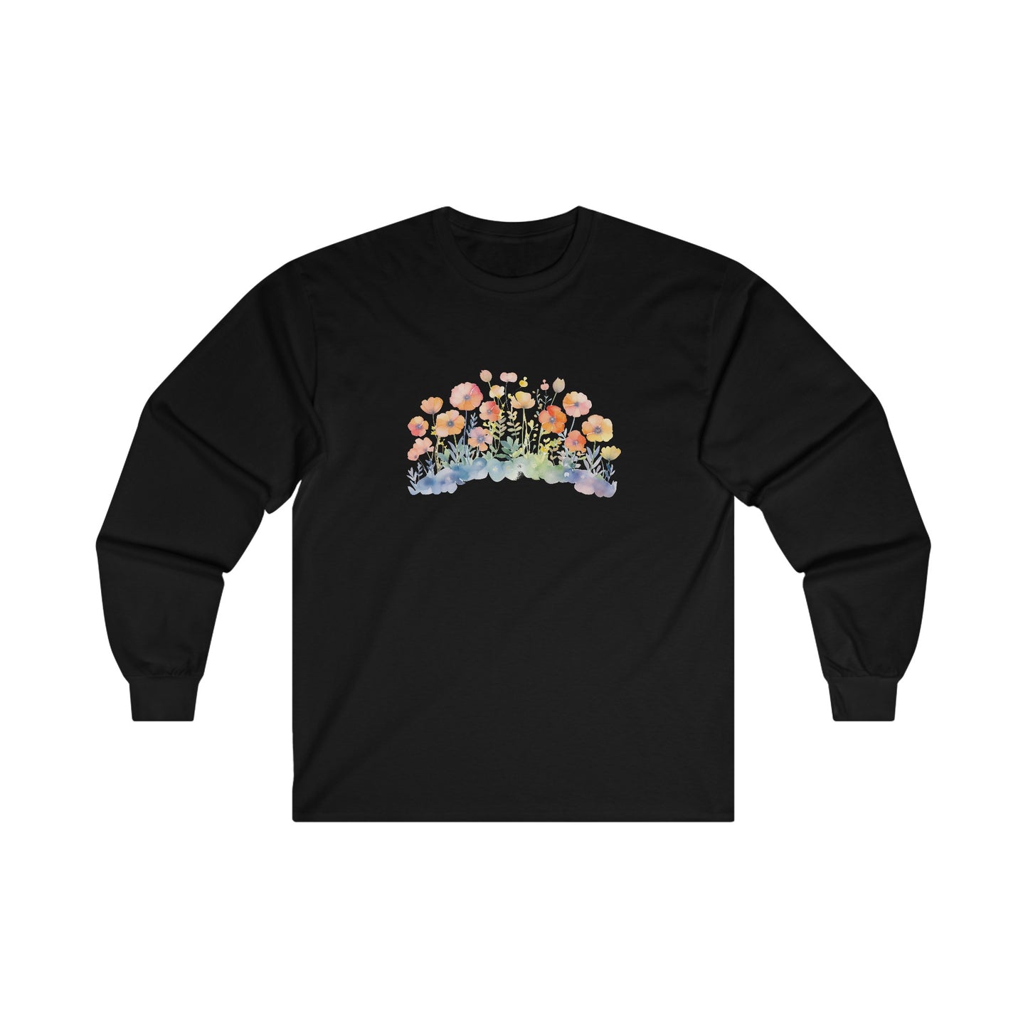 Pretty Watercolor Flowers Long Sleeve Tee