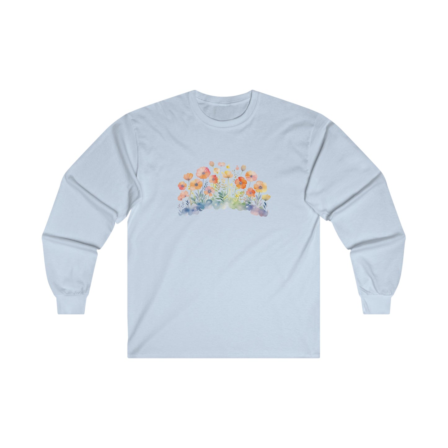 Pretty Watercolor Flowers Long Sleeve Tee