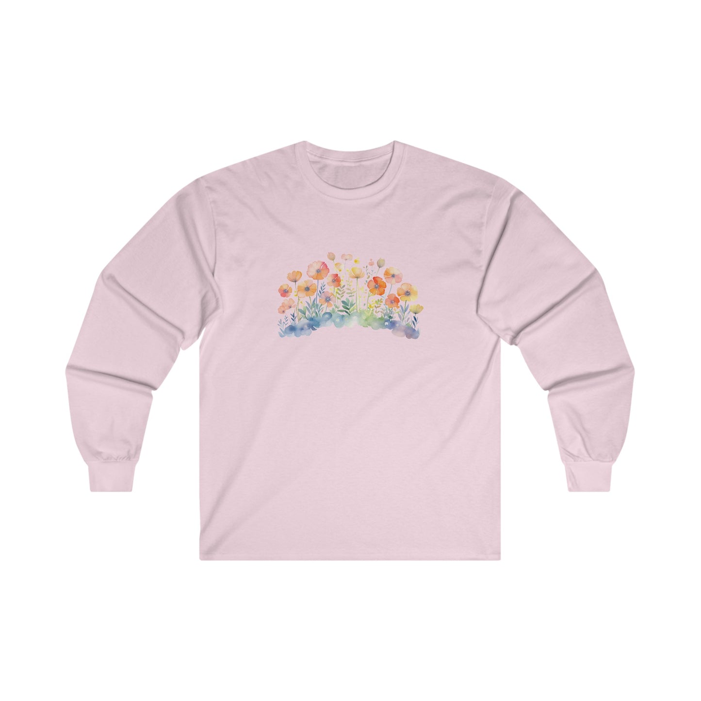 Pretty Watercolor Flowers Long Sleeve Tee