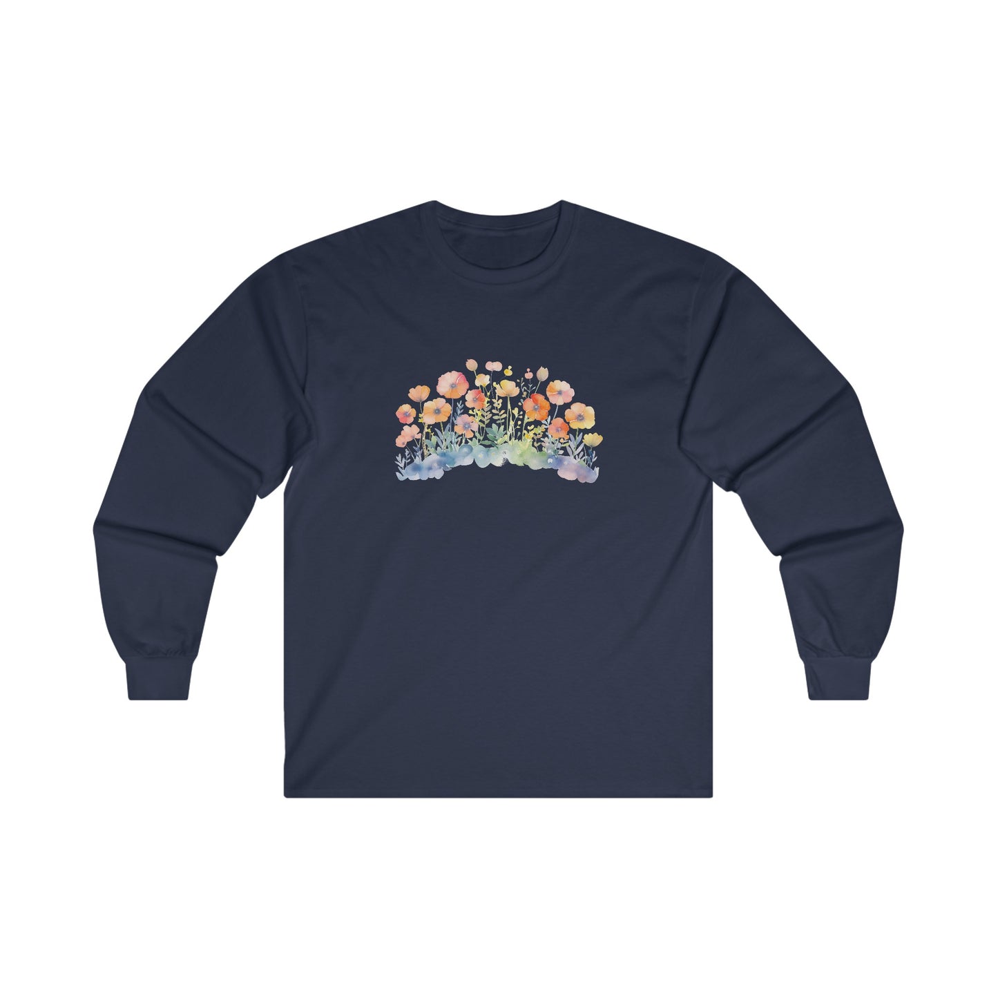 Pretty Watercolor Flowers Long Sleeve Tee