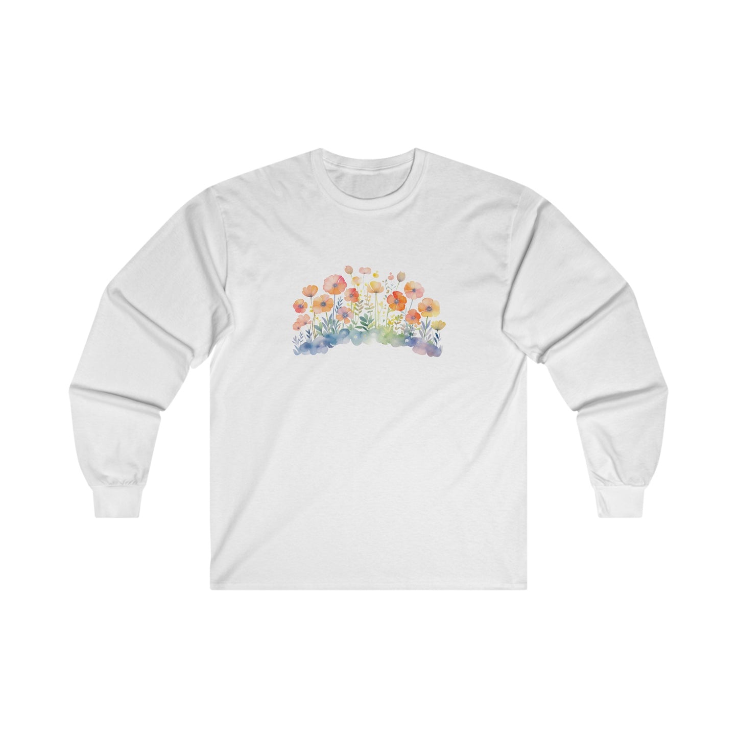 Pretty Watercolor Flowers Long Sleeve Tee