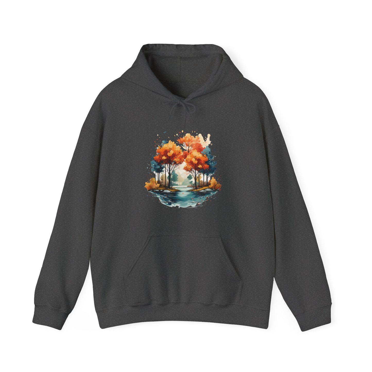 Autumn River Watercolor Hooded Sweatshirt
