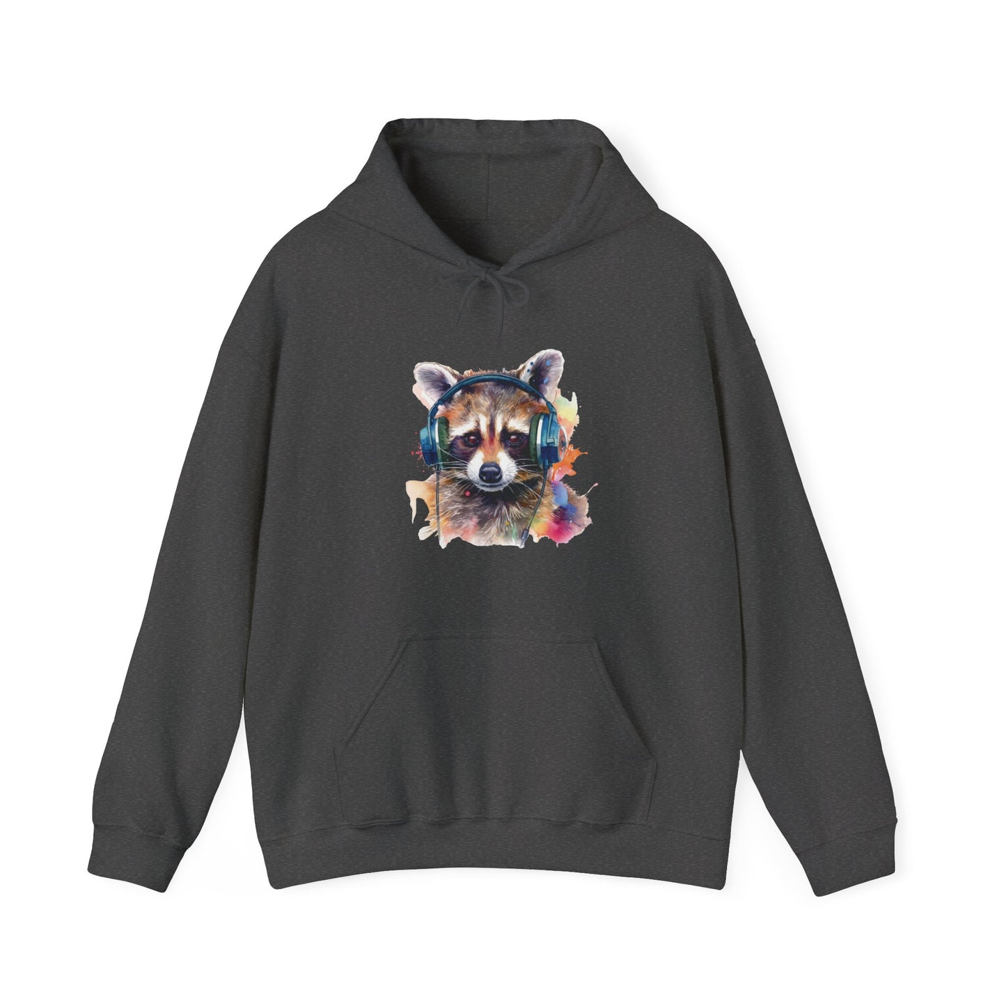 Raccoon with Headphones Hooded Sweatshirt