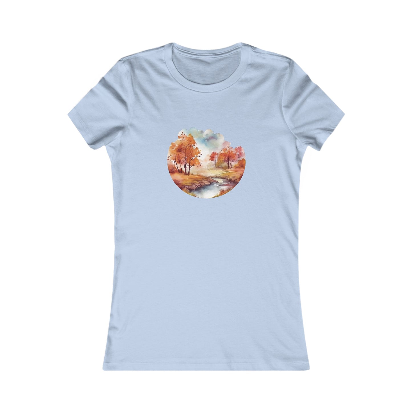 Autumn Landscape Watercolor Fitted Tee