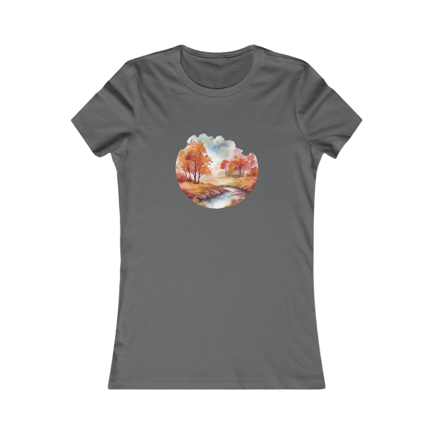 Autumn Landscape Watercolor Fitted Tee