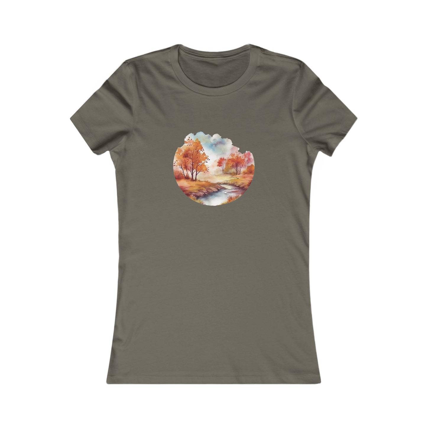 Autumn Landscape Watercolor Fitted Tee