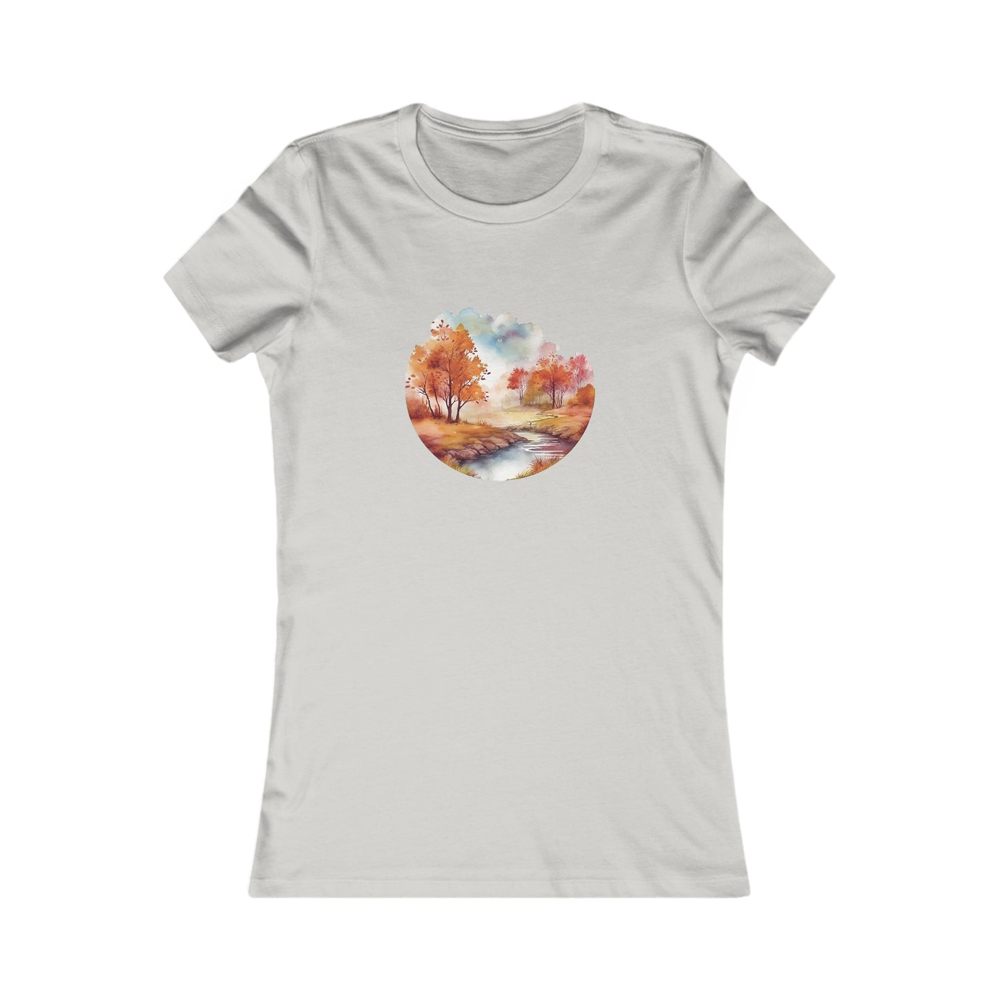 Autumn Landscape Watercolor Fitted Tee
