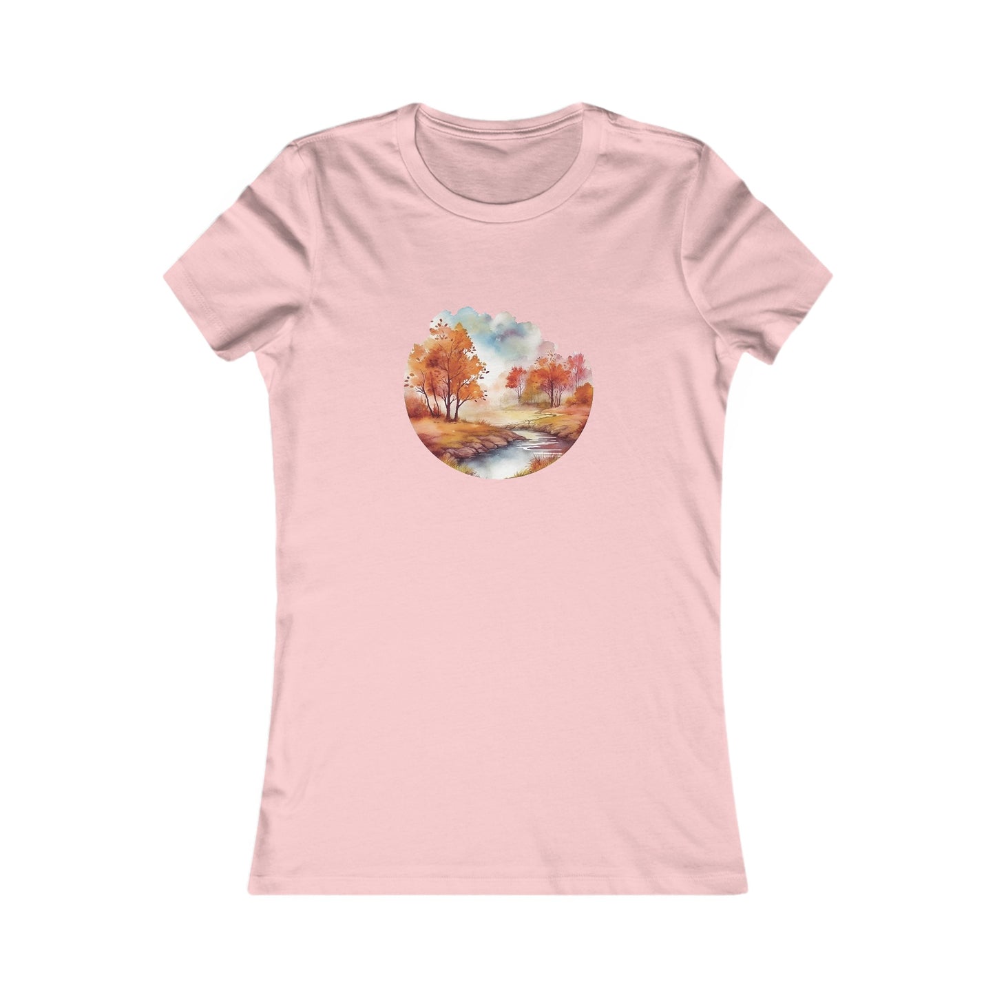 Autumn Landscape Watercolor Fitted Tee