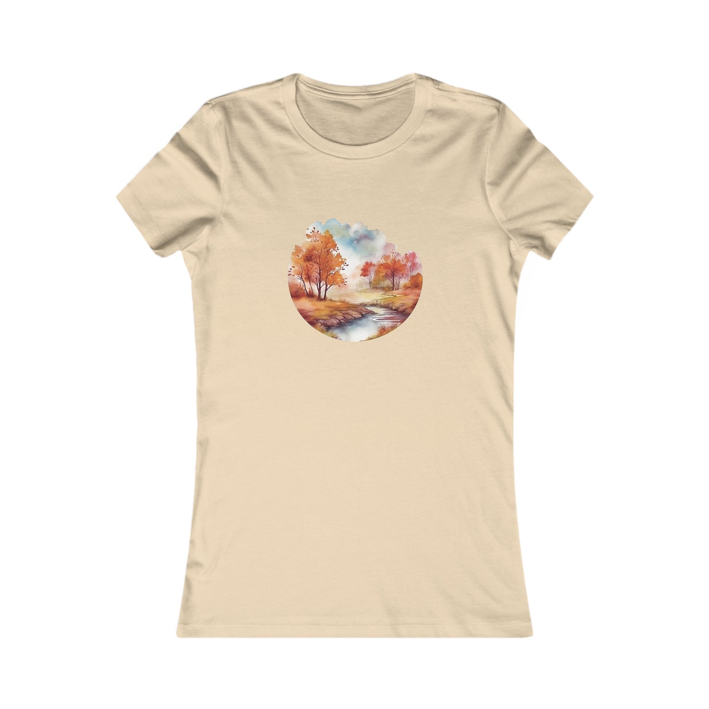 Autumn Landscape Watercolor Fitted Tee