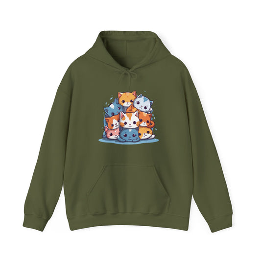 Cute Cat Pile Hooded Sweatshirt