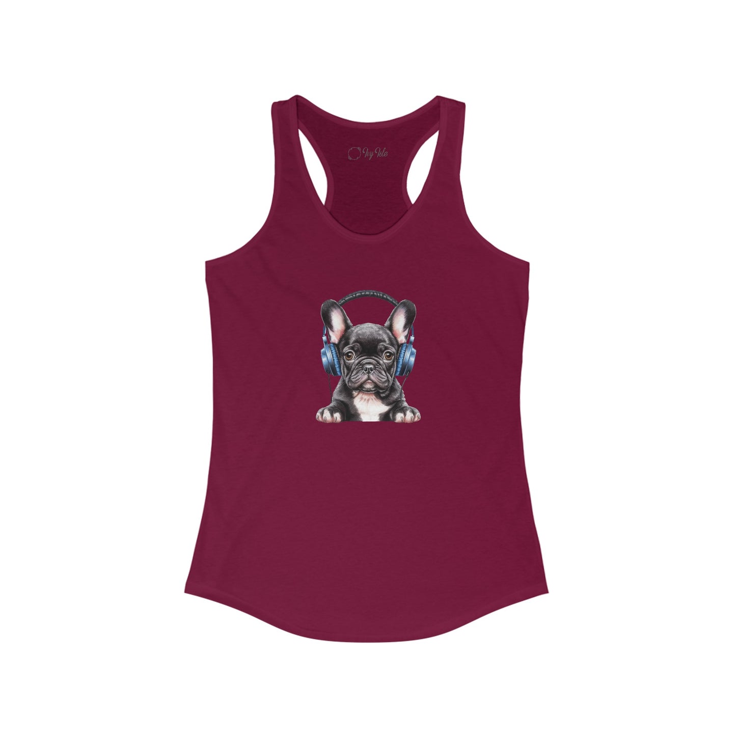 French Bulldog with Headphones Racerback Tank