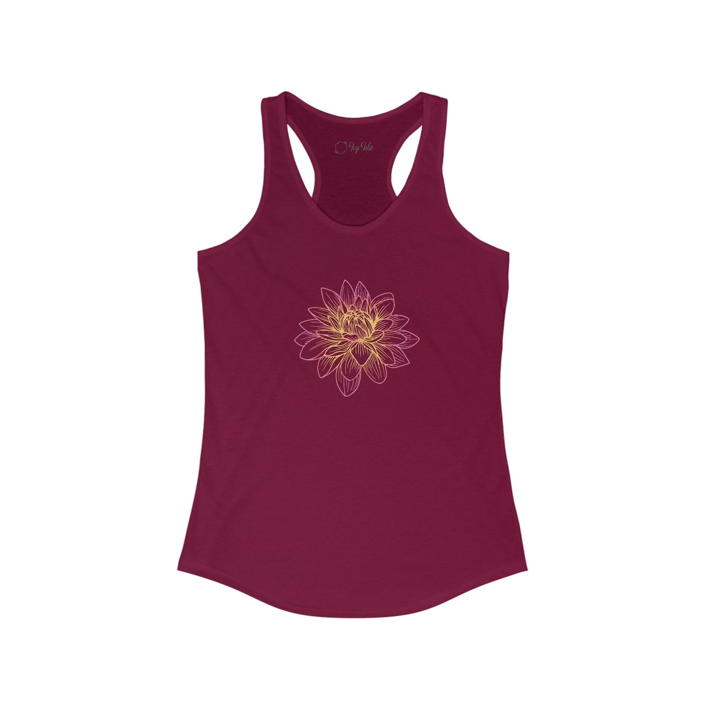 Colorful Lotus Outline Racerback Tank