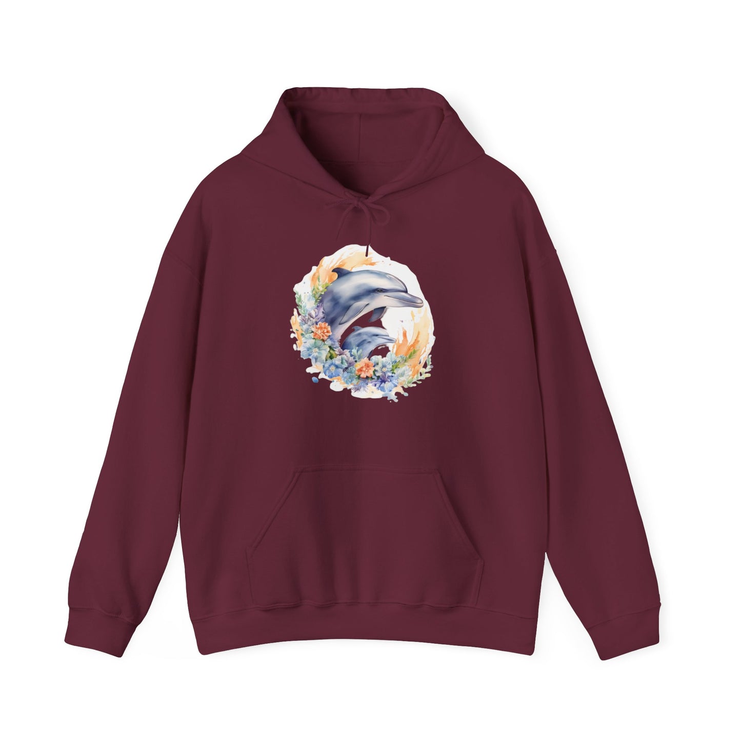 Watercolor Dolphins Hooded Sweatshirt