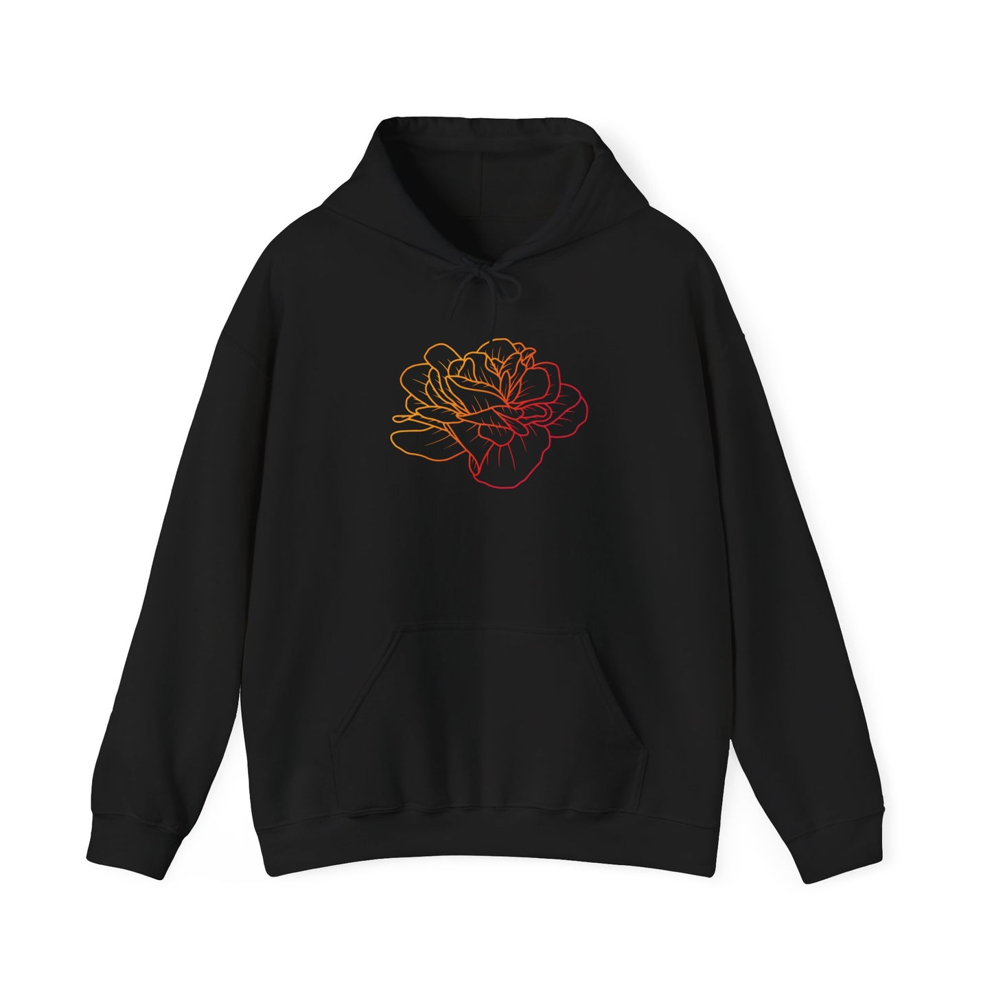 Colorful Rose Outline Hooded Sweatshirt