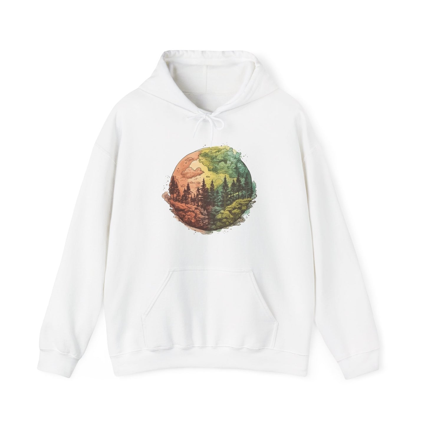 Watercolor Forest Hooded Sweatshirt
