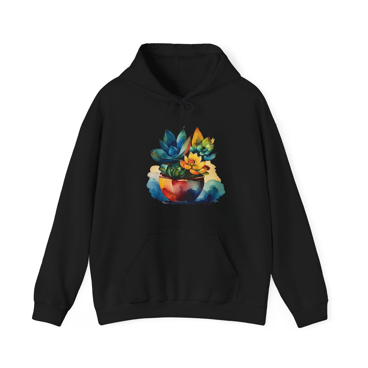 Watercolor Succulent Hooded Sweatshirt