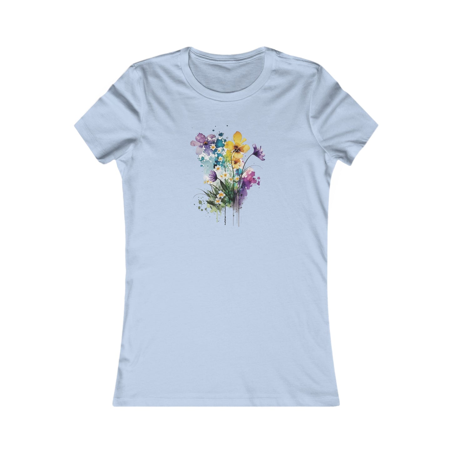 Watercolor Spring Flower Fitted Tee