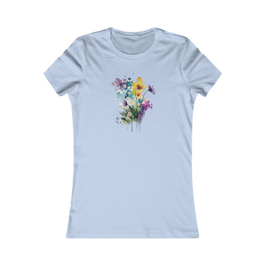 Watercolor Spring Flower Fitted Tee
