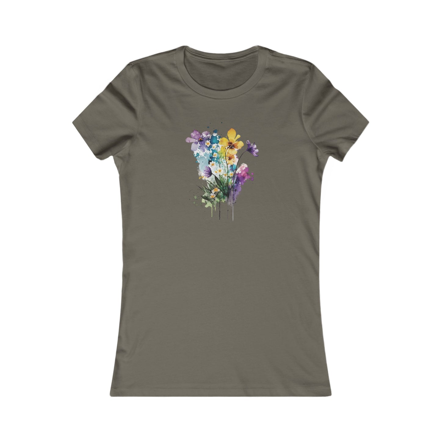 Watercolor Spring Flower Fitted Tee