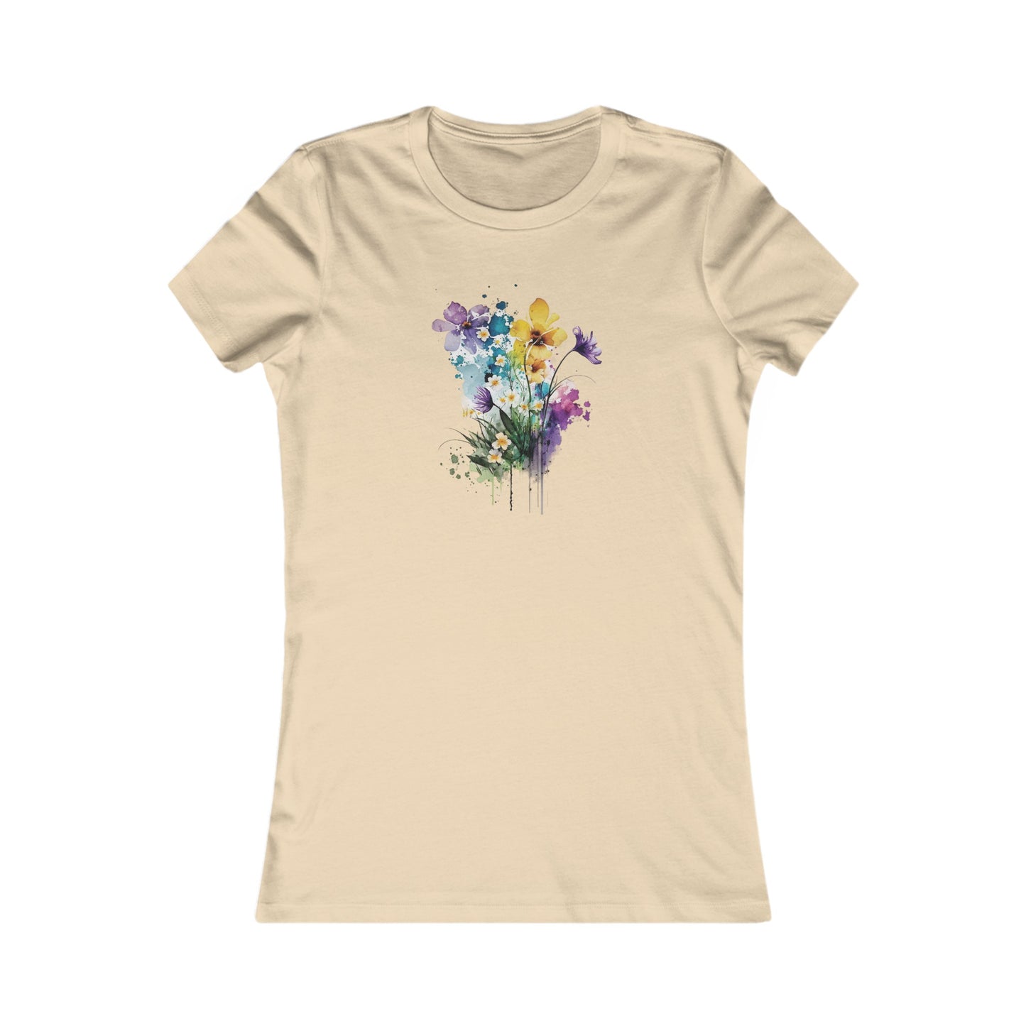 Watercolor Spring Flower Fitted Tee