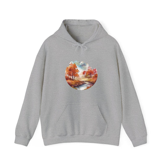 Autumn Landscape Watercolor Hooded Sweatshirt