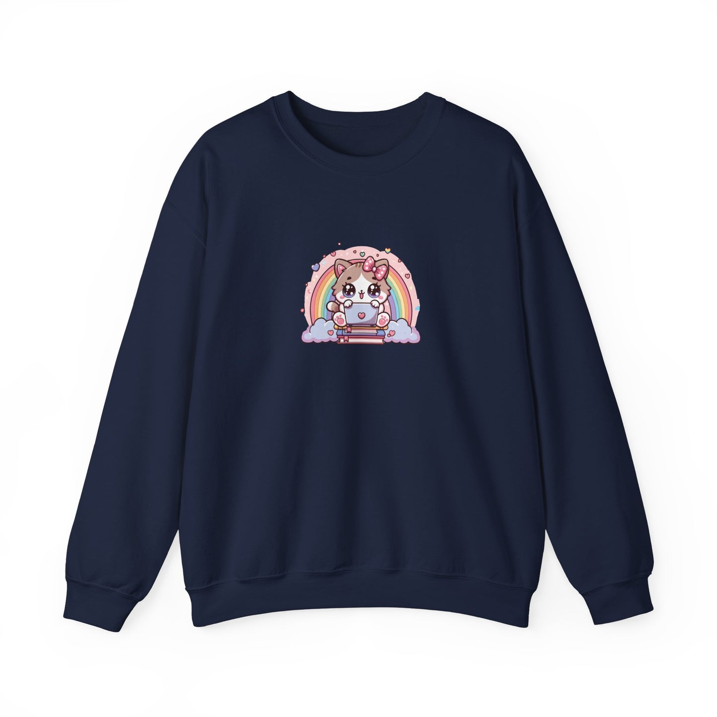 Cat with Rainbow and Laptop Sweatshirt