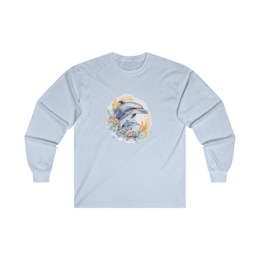 Watercolor Dolphins Long Sleeve Tee