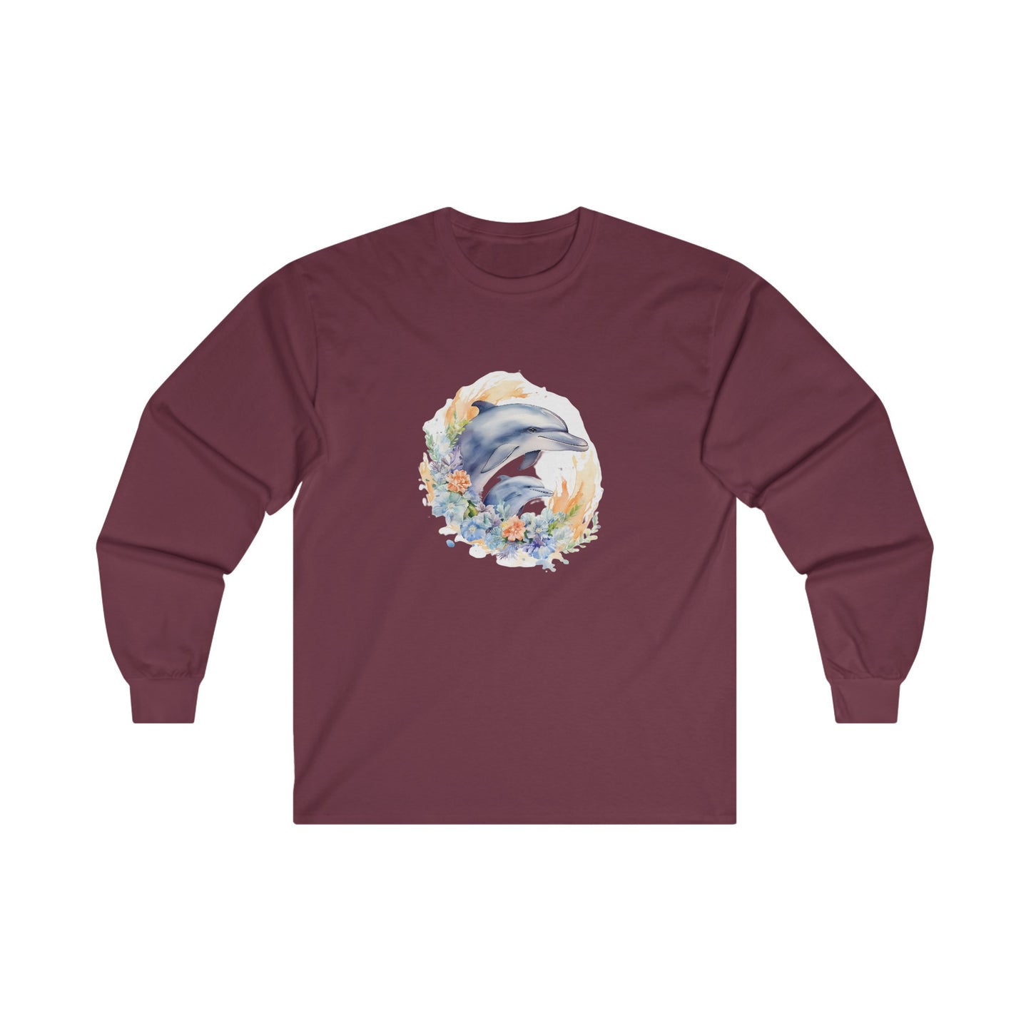 Watercolor Dolphins Long Sleeve Tee