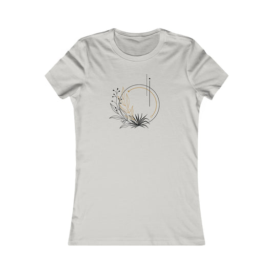 Black and Gold Leafy Circle Fitted Tee