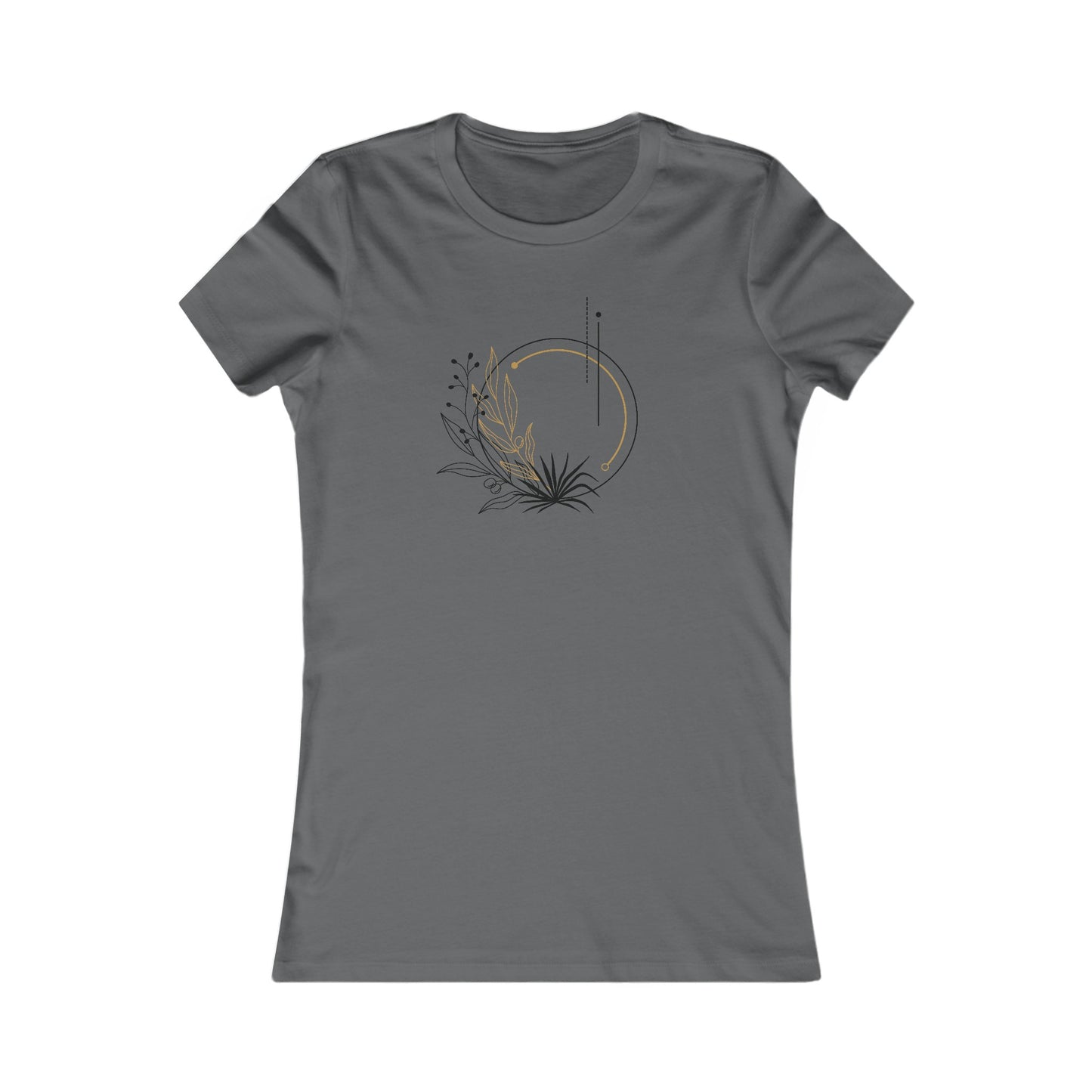 Black and Gold Leafy Circle Fitted Tee