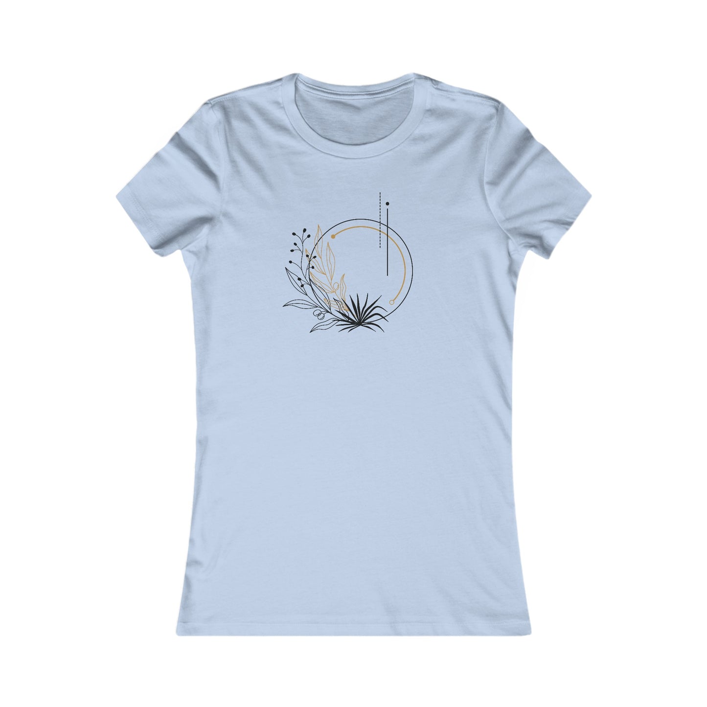 Black and Gold Leafy Circle Fitted Tee