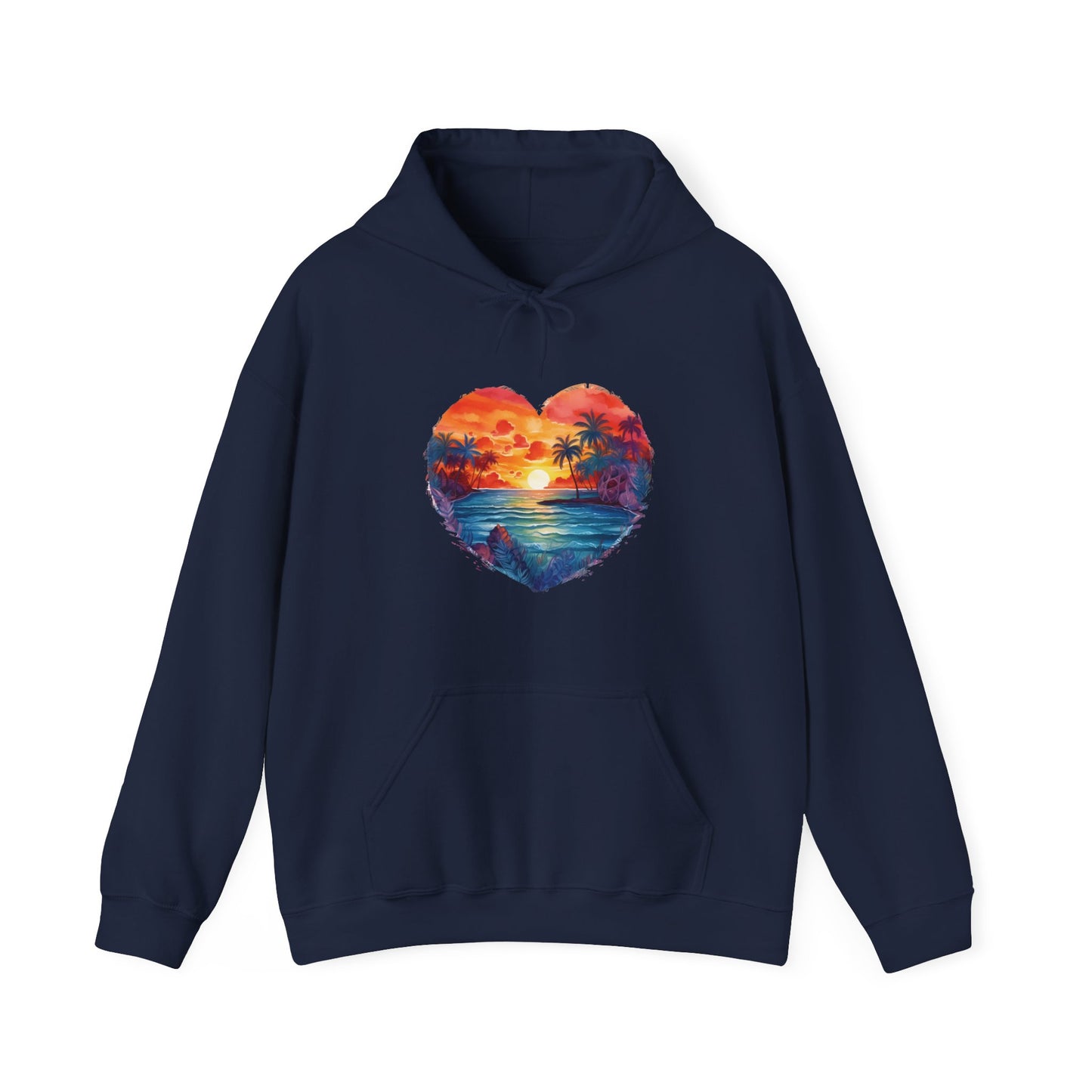 Painted Beach Sunset Heart Hooded Sweatshirt