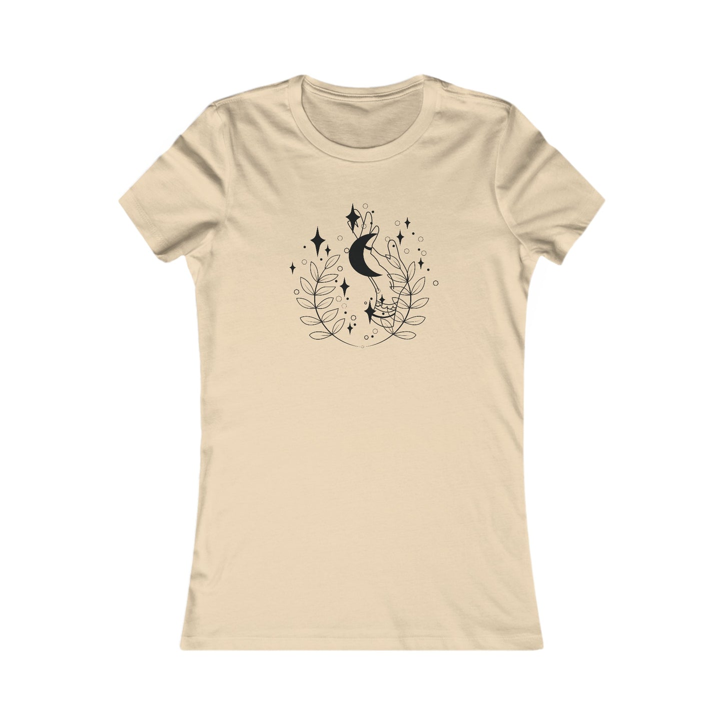 Crescent Moon and Leaves Fitted Tee