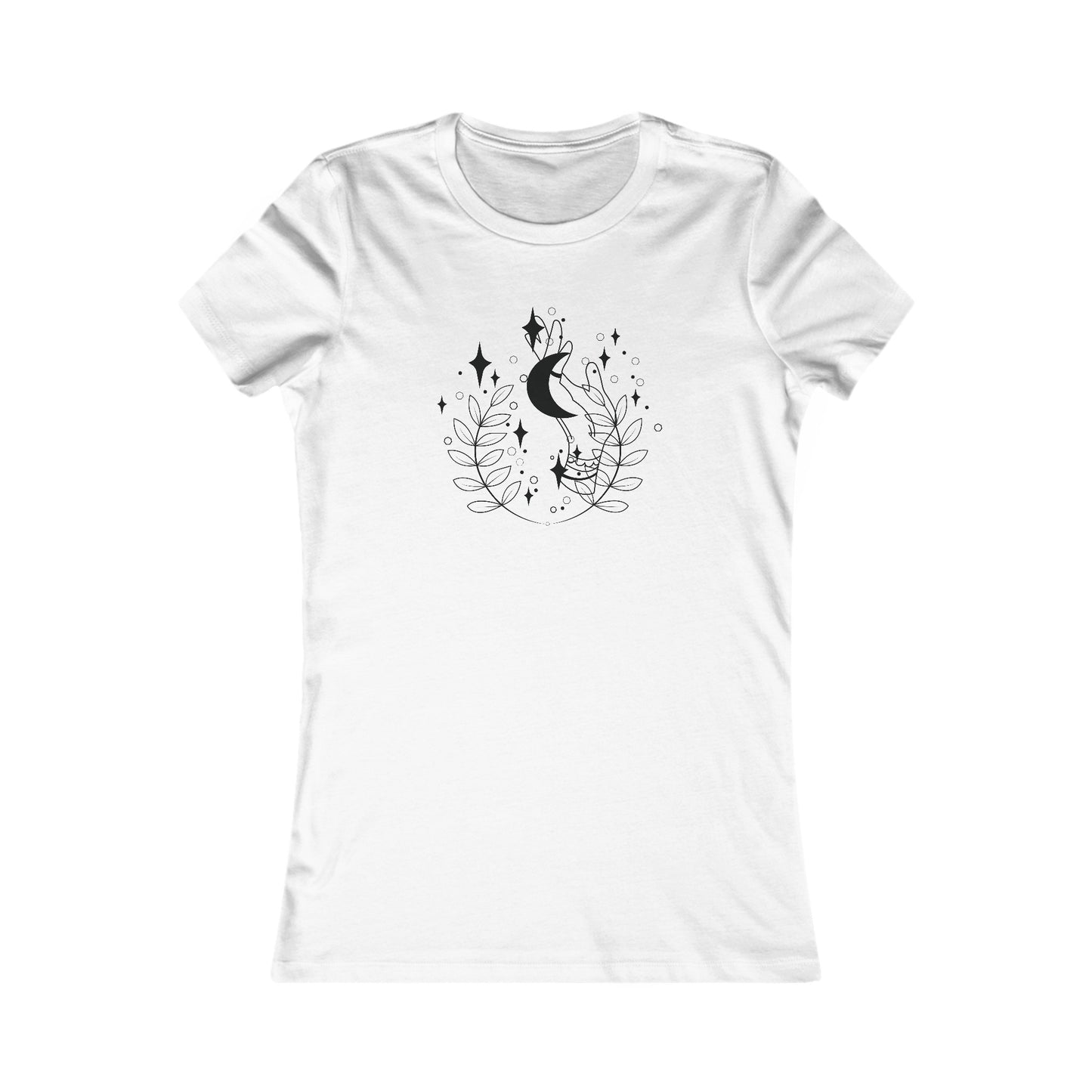 Crescent Moon and Leaves Fitted Tee