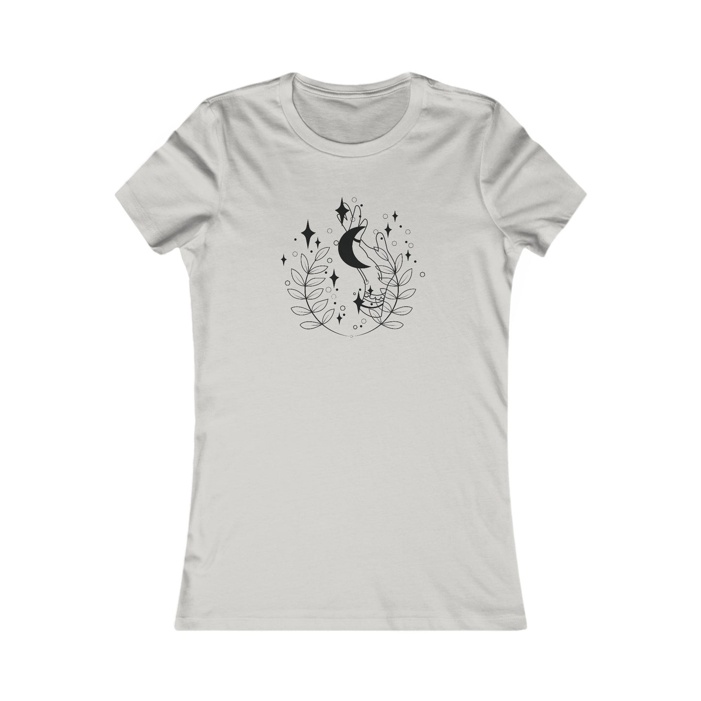 Crescent Moon and Leaves Fitted Tee