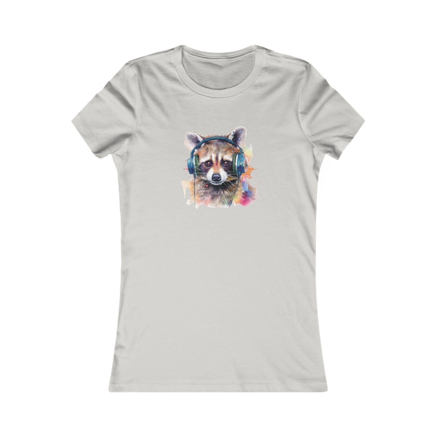 Raccoon with Headphones Fitted Tee
