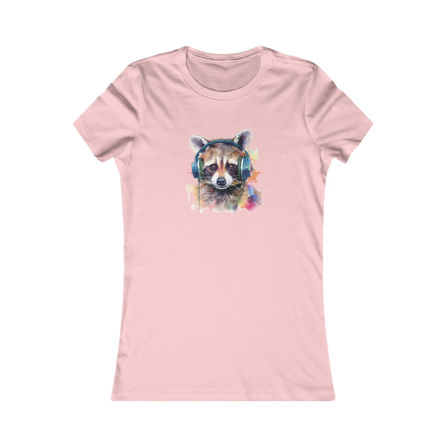 Raccoon with Headphones Fitted Tee