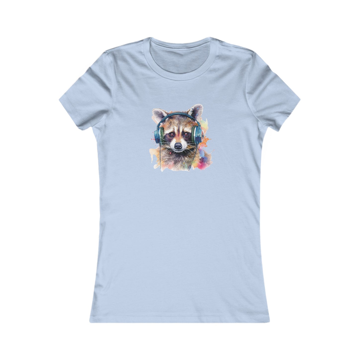 Raccoon with Headphones Fitted Tee